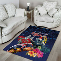 Australia and New Zealand Area Rug Merry Christmas-Tuatara and Koala with Plants Xmas Style