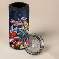 Australia and New Zealand 4 in 1 Can Cooler Tumbler Merry Christmas-Tuatara and Koala with Plants Xmas Style