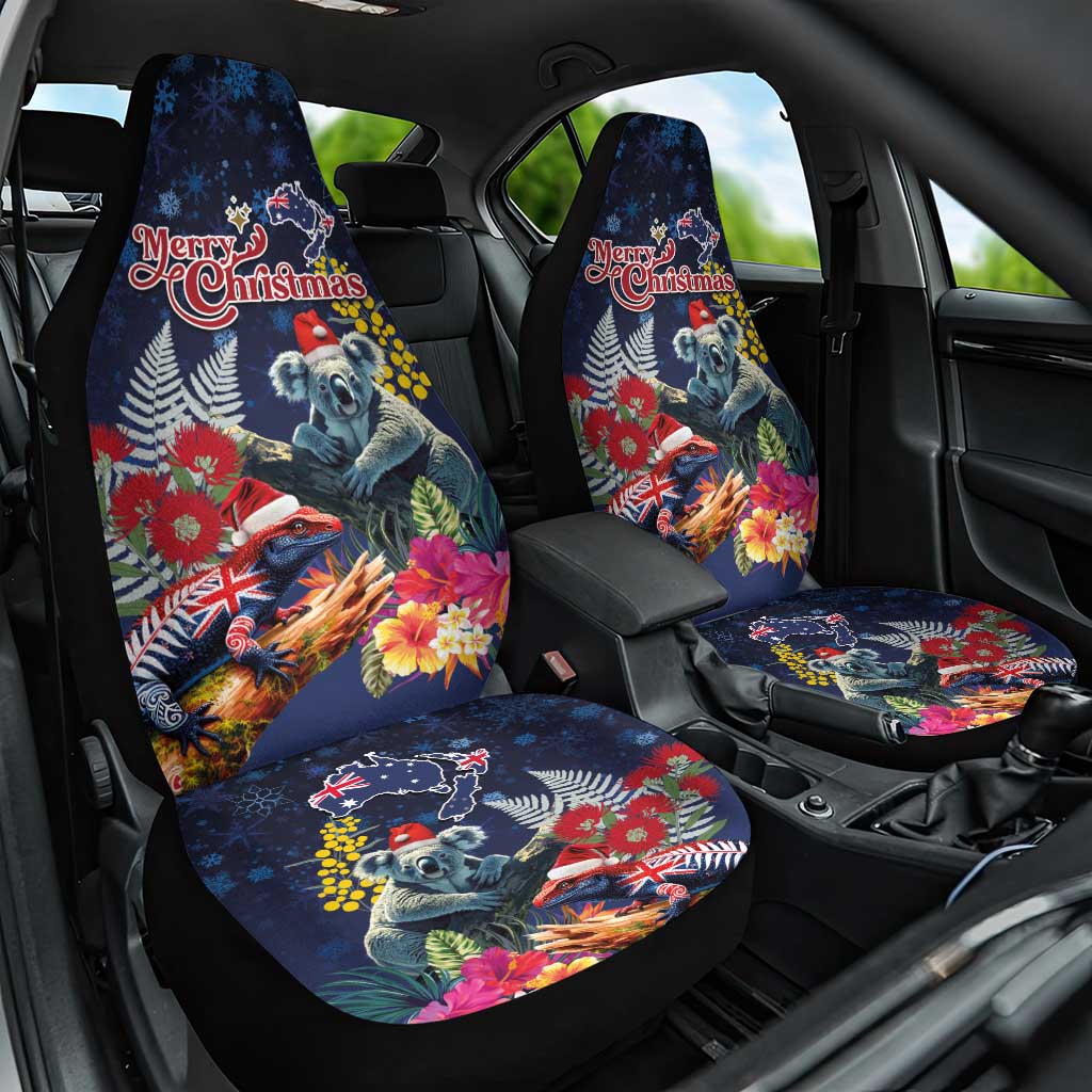 Australia and New Zealand Car Seat Cover Merry Christmas-Tuatara and Koala with Plants Xmas Style LT03 One Size Navy - Polynesian Pride