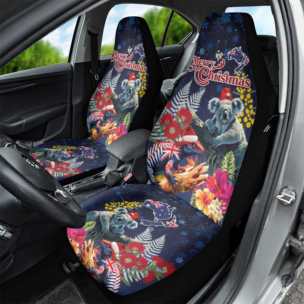 Australia and New Zealand Car Seat Cover Merry Christmas-Tuatara and Koala with Plants Xmas Style LT03 - Polynesian Pride