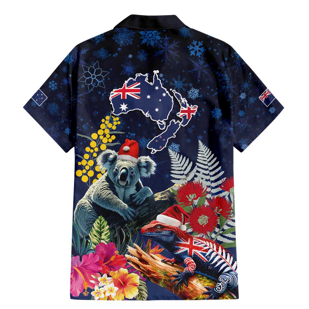 Australia and New Zealand Family Matching Mermaid Dress and Hawaiian Shirt Merry Christmas-Tuatara and Koala with Plants Xmas Style LT03 - Polynesian Pride