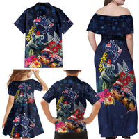 Australia and New Zealand Family Matching Off Shoulder Maxi Dress and Hawaiian Shirt Merry Christmas-Tuatara and Koala with Plants Xmas Style LT03 - Polynesian Pride
