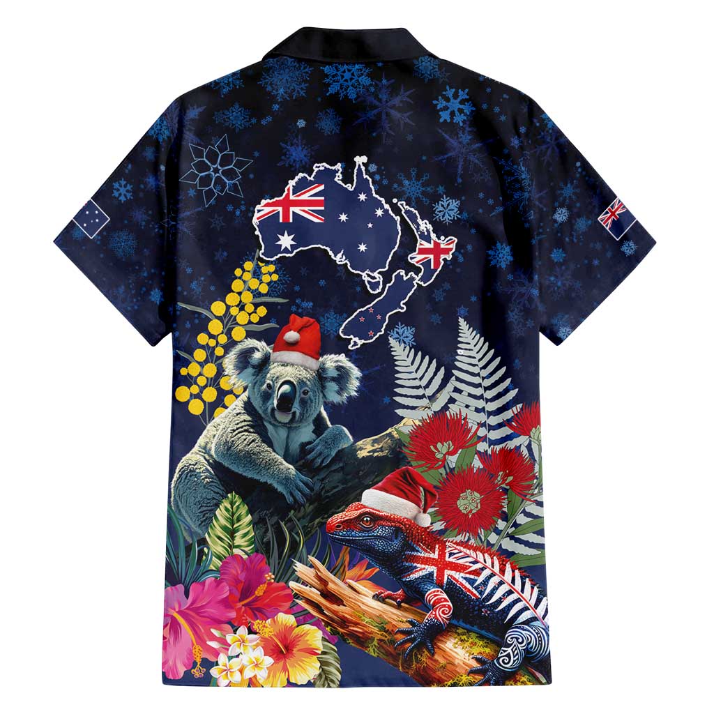 Australia and New Zealand Family Matching Off Shoulder Maxi Dress and Hawaiian Shirt Merry Christmas-Tuatara and Koala with Plants Xmas Style LT03 - Polynesian Pride