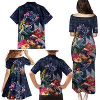 Australia and New Zealand Family Matching Puletasi and Hawaiian Shirt Merry Christmas-Tuatara and Koala with Plants Xmas Style LT03 - Polynesian Pride