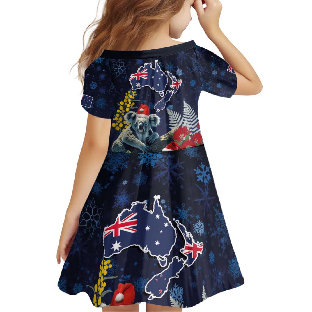 Australia and New Zealand Family Matching Short Sleeve Bodycon Dress and Hawaiian Shirt Merry Christmas-Tuatara and Koala with Plants Xmas Style LT03 - Polynesian Pride