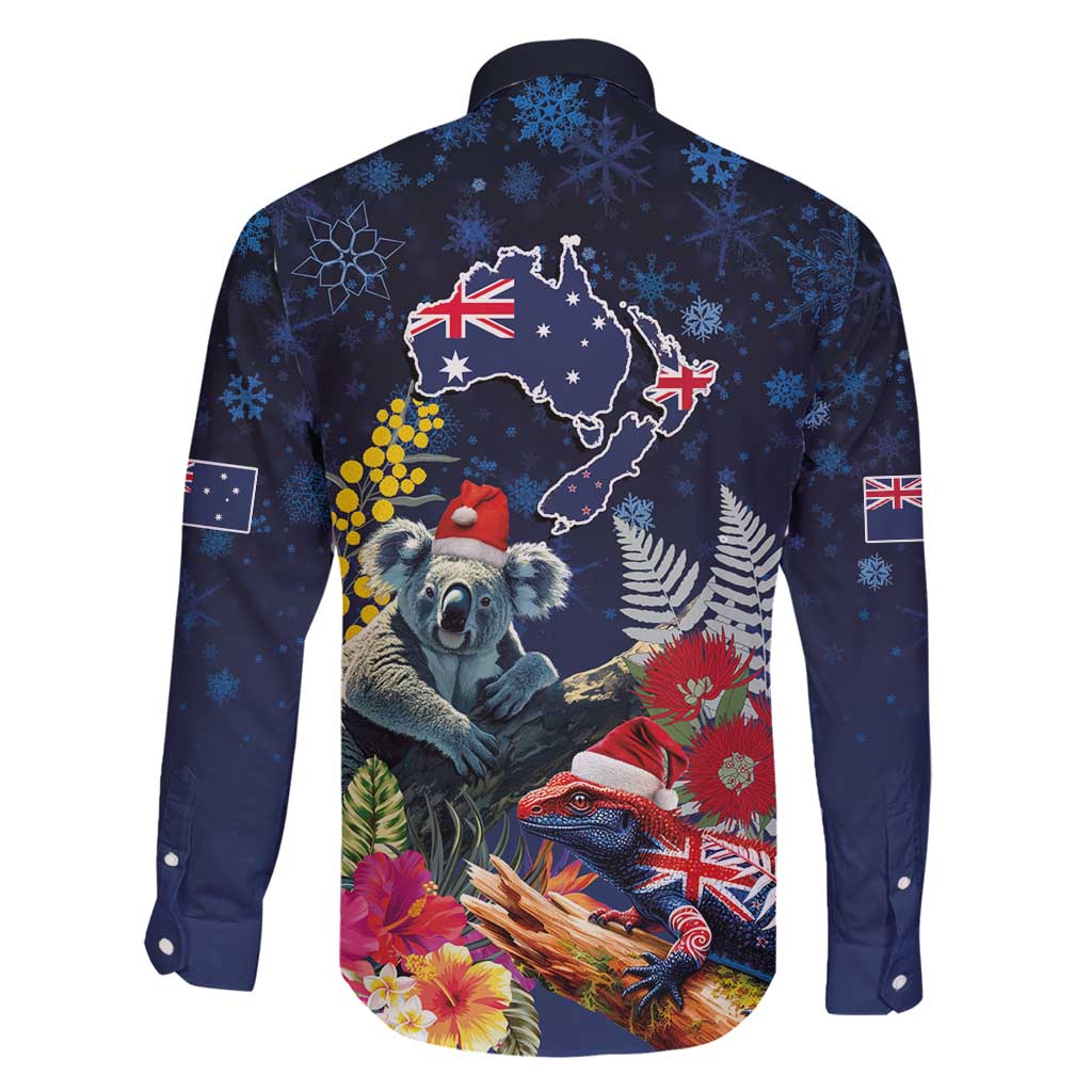 Australia and New Zealand Family Matching Summer Maxi Dress and Hawaiian Shirt Merry Christmas-Tuatara and Koala with Plants Xmas Style LT03 - Polynesian Pride