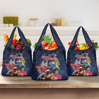 Australia and New Zealand Grocery Bag Merry Christmas-Tuatara and Koala with Plants Xmas Style