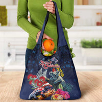 Australia and New Zealand Grocery Bag Merry Christmas-Tuatara and Koala with Plants Xmas Style