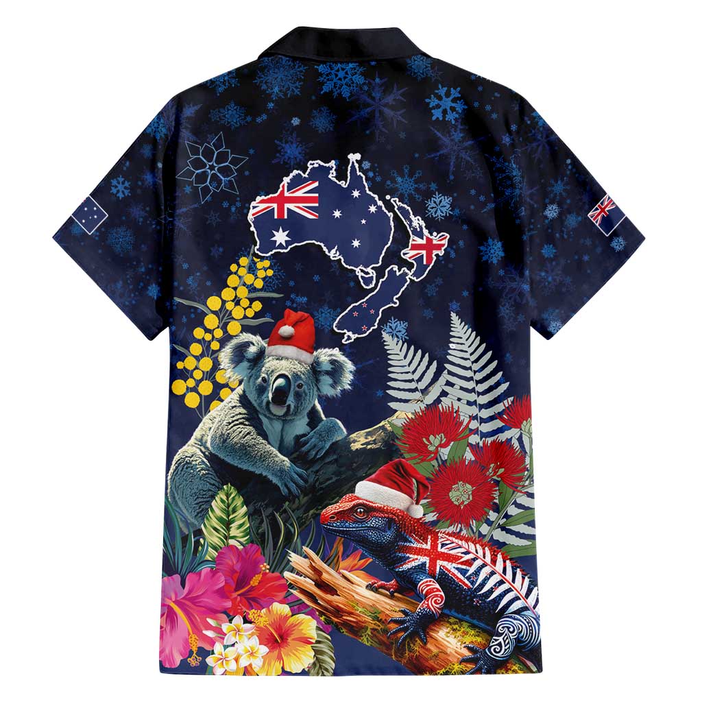 Australia and New Zealand Hawaiian Shirt Merry Christmas-Tuatara and Koala with Plants Xmas Style