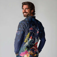 Australia and New Zealand Long Sleeve Polo Shirt Merry Christmas-Tuatara and Koala with Plants Xmas Style LT03 - Polynesian Pride