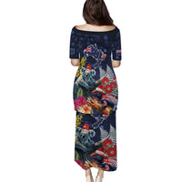 Australia and New Zealand Puletasi Merry Christmas-Tuatara and Koala with Plants Xmas Style