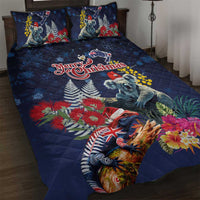 Australia and New Zealand Quilt Bed Set Merry Christmas-Tuatara and Koala with Plants Xmas Style