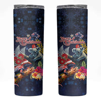 Australia and New Zealand Skinny Tumbler Merry Christmas-Tuatara and Koala with Plants Xmas Style LT03 Navy - Polynesian Pride