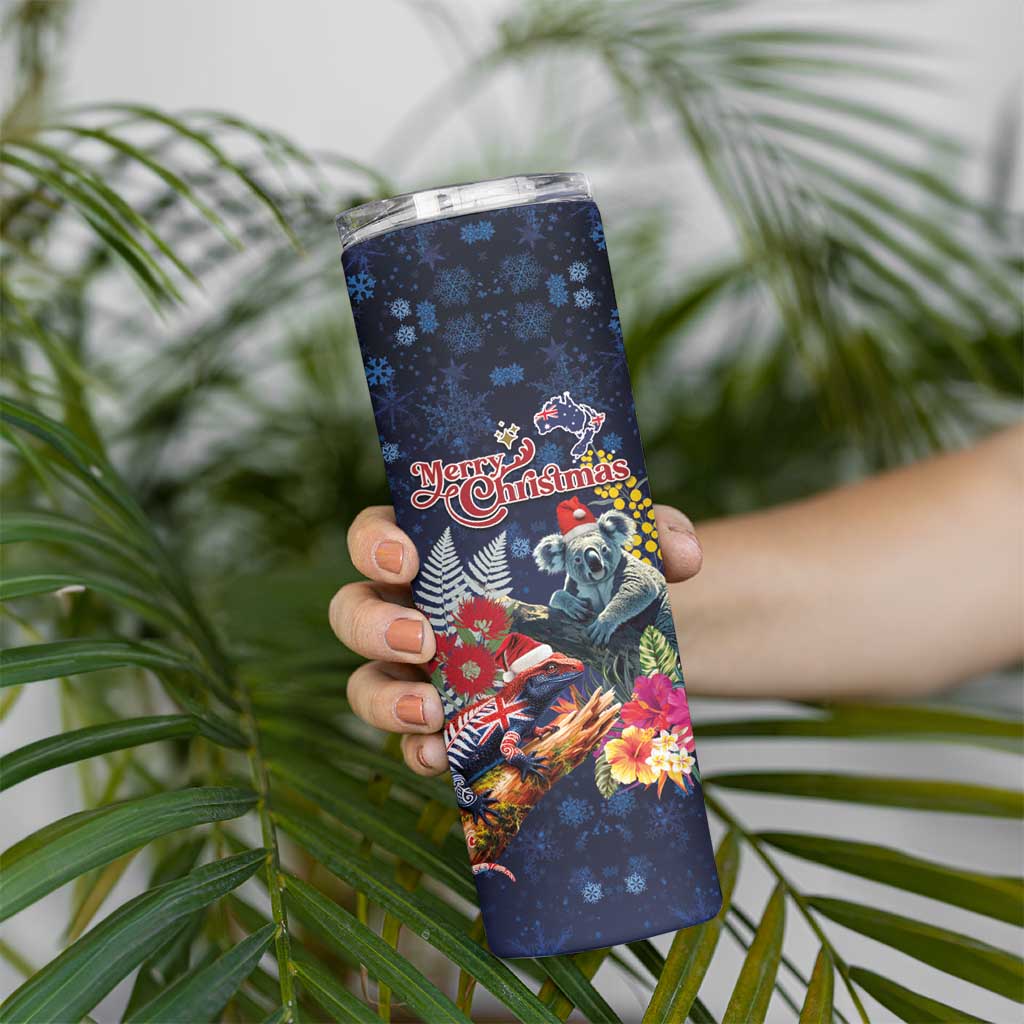 Australia and New Zealand Skinny Tumbler Merry Christmas-Tuatara and Koala with Plants Xmas Style LT03 - Polynesian Pride