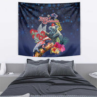 Australia and New Zealand Tapestry Merry Christmas-Tuatara and Koala with Plants Xmas Style