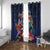 Australia and New Zealand Window Curtain Merry Christmas-Tuatara and Koala with Plants Xmas Style