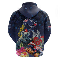 Australia and New Zealand Zip Hoodie Merry Christmas-Tuatara and Koala with Plants Xmas Style LT03 - Polynesian Pride