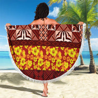 Samoa Siapo and Tapa Beach Blanket Pacific Tribal Pattern with Hibiscus Striped Style