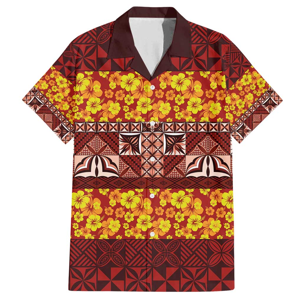 Samoa Siapo and Tapa Family Matching Long Sleeve Bodycon Dress and Hawaiian Shirt Pacific Tribal Pattern with Hibiscus Striped Style