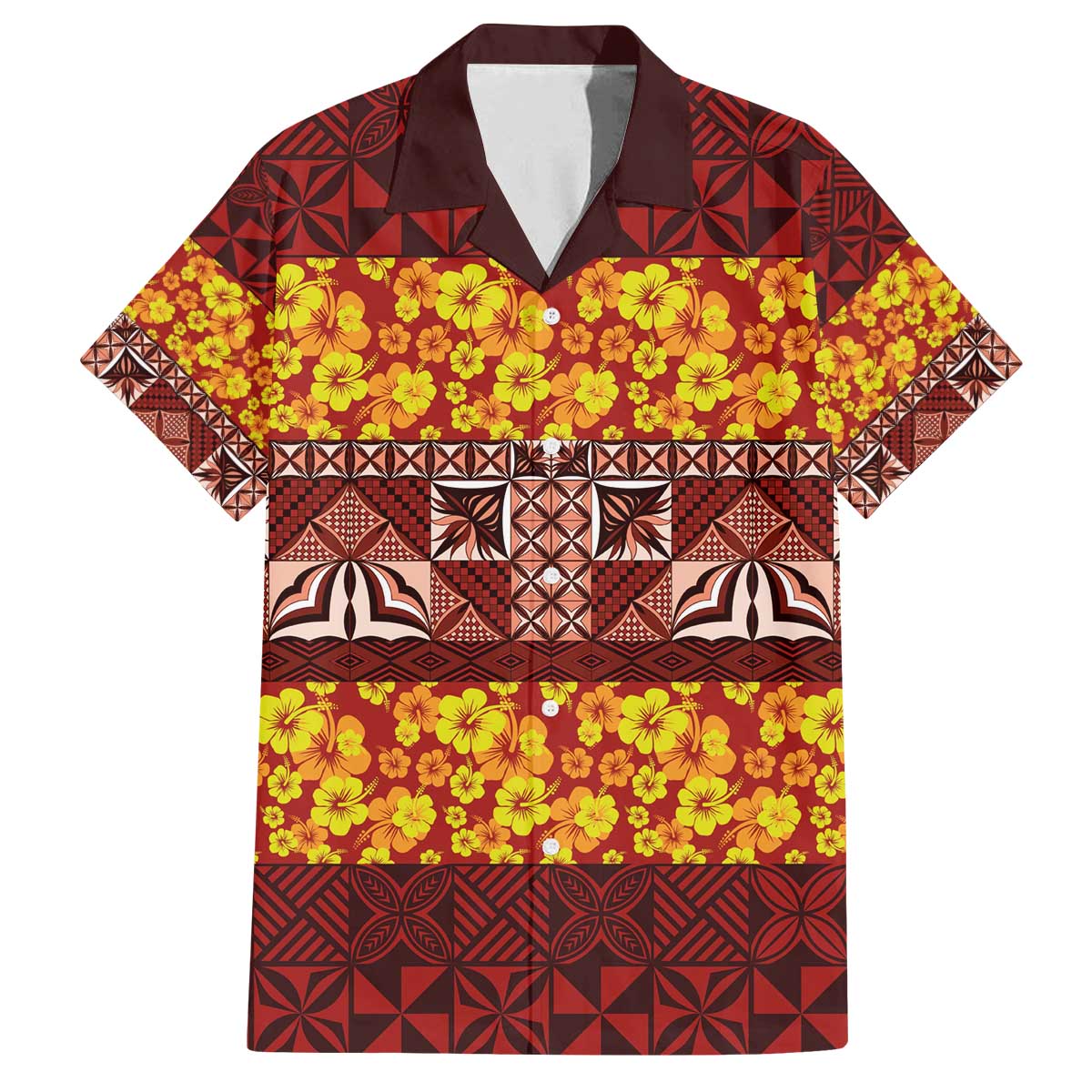 Samoa Siapo and Tapa Family Matching Puletasi and Hawaiian Shirt Pacific Tribal Pattern with Hibiscus Striped Style