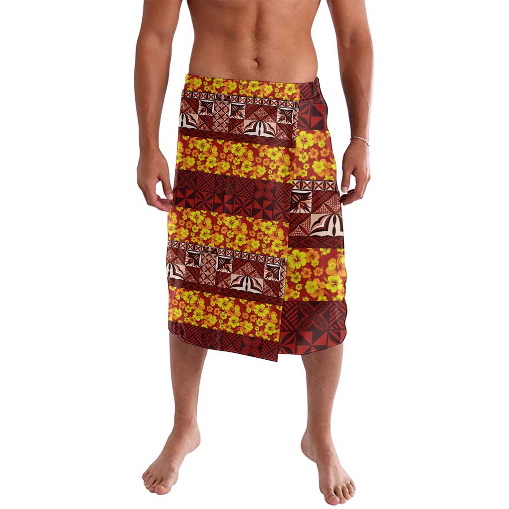 Samoa Siapo and Tapa Lavalava Pacific Tribal Pattern with Hibiscus Striped Style