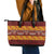 Samoa Siapo and Tapa Leather Tote Bag Pacific Tribal Pattern with Hibiscus Striped Style