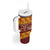 Samoa Siapo and Tapa Tumbler With Handle Pacific Tribal Pattern with Hibiscus Striped Style