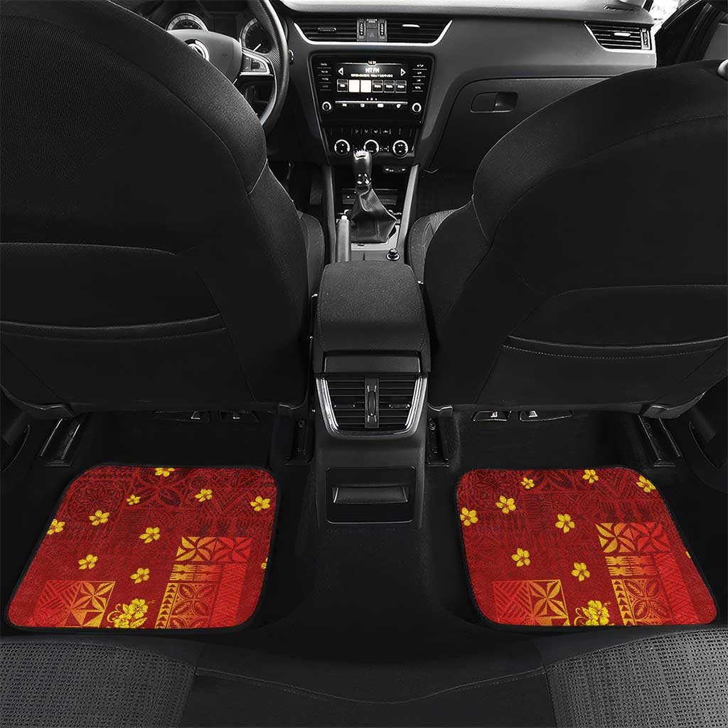 Samoa Tapa Pacific Tribal Pattern Car Mats Hibiscus and Plumeria