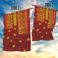 Samoa Tapa Pacific Tribal Pattern Garden Flag Hibiscus and Plumeria