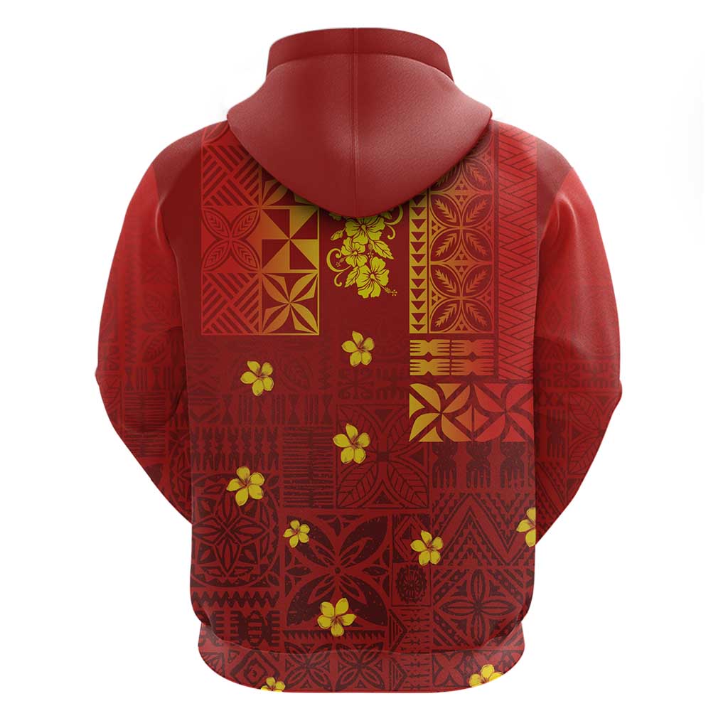 Samoa Tapa Pacific Tribal Pattern Hoodie Hibiscus and Plumeria