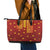 Samoa Tapa Pacific Tribal Pattern Leather Tote Bag Hibiscus and Plumeria