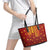 Samoa Tapa Pacific Tribal Pattern Leather Tote Bag Hibiscus and Plumeria