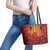 Samoa Tapa Pacific Tribal Pattern Leather Tote Bag Hibiscus and Plumeria