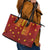 Samoa Tapa Pacific Tribal Pattern Leather Tote Bag Hibiscus and Plumeria