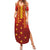 Samoa Tapa Pacific Tribal Pattern Summer Maxi Dress Hibiscus and Plumeria