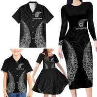 New Zealand Netball Family Matching Long Sleeve Bodycon Dress and Hawaiian Shirt Koru and Maori Tattoo Jersey LT03 - Polynesian Pride
