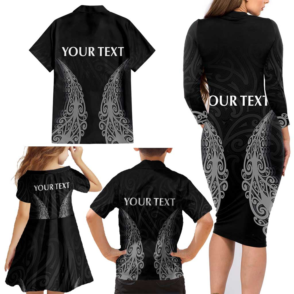 New Zealand Netball Family Matching Long Sleeve Bodycon Dress and Hawaiian Shirt Koru and Maori Tattoo Jersey LT03 - Polynesian Pride
