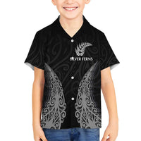 New Zealand Netball Family Matching Long Sleeve Bodycon Dress and Hawaiian Shirt Koru and Maori Tattoo Jersey LT03 Son's Shirt Black - Polynesian Pride