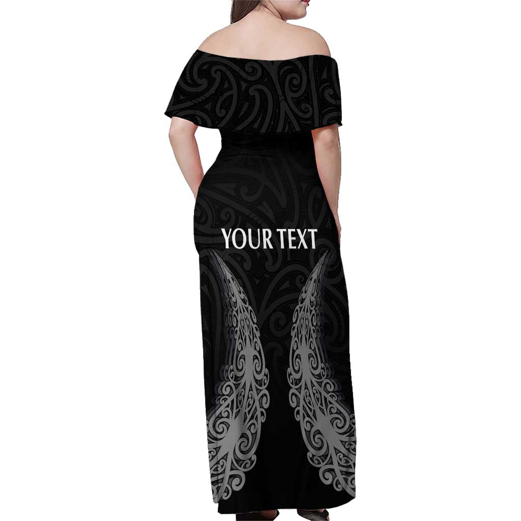 New Zealand Netball Family Matching Off Shoulder Maxi Dress and Hawaiian Shirt Koru and Maori Tattoo Jersey