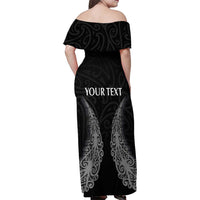 New Zealand Netball Family Matching Off Shoulder Maxi Dress and Hawaiian Shirt Koru and Maori Tattoo Jersey