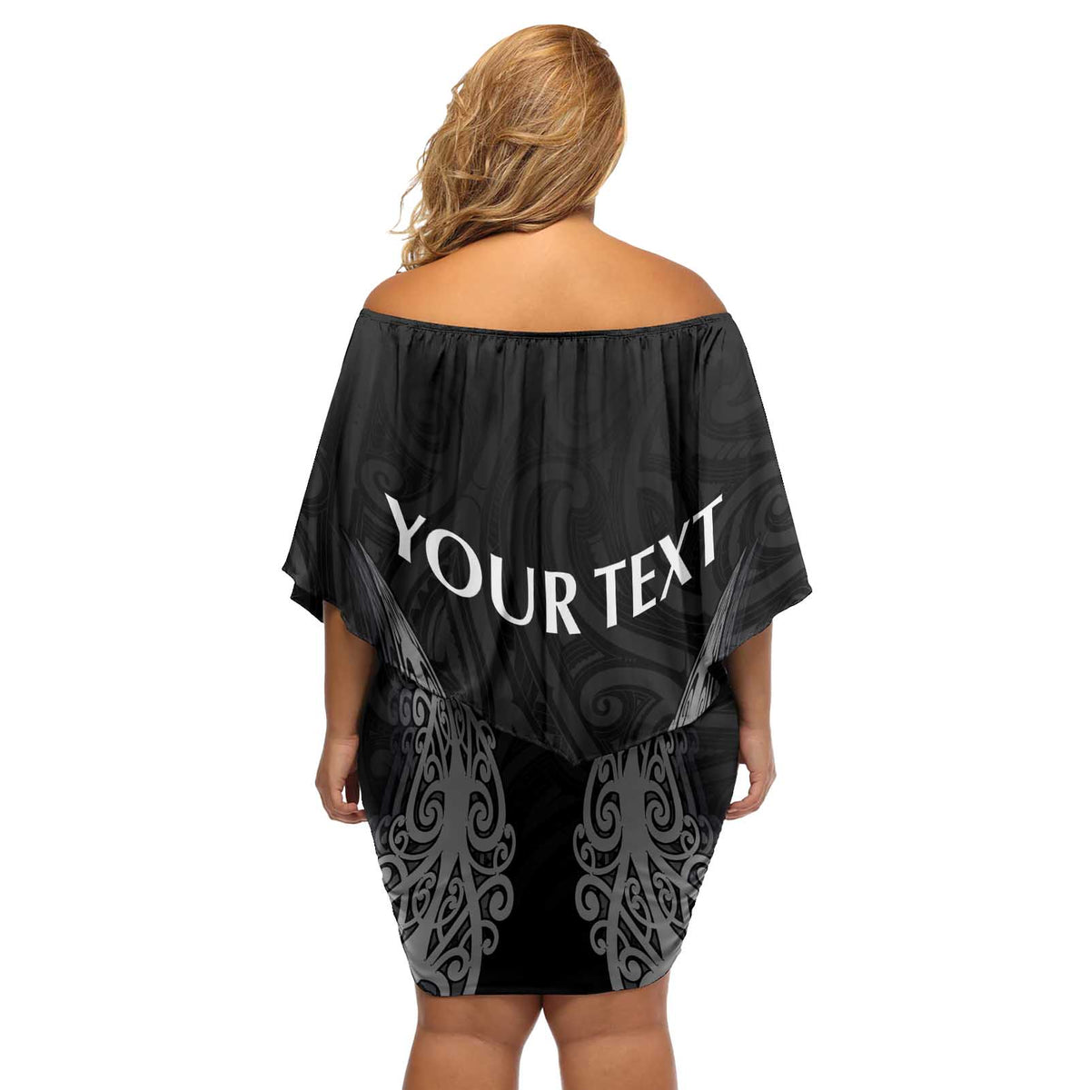 New Zealand Netball Off Shoulder Short Dress Koru and Maori Tattoo Jersey