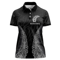 New Zealand Netball Women Polo Shirt Koru and Maori Tattoo Jersey LT03 Female Black - Polynesian Pride