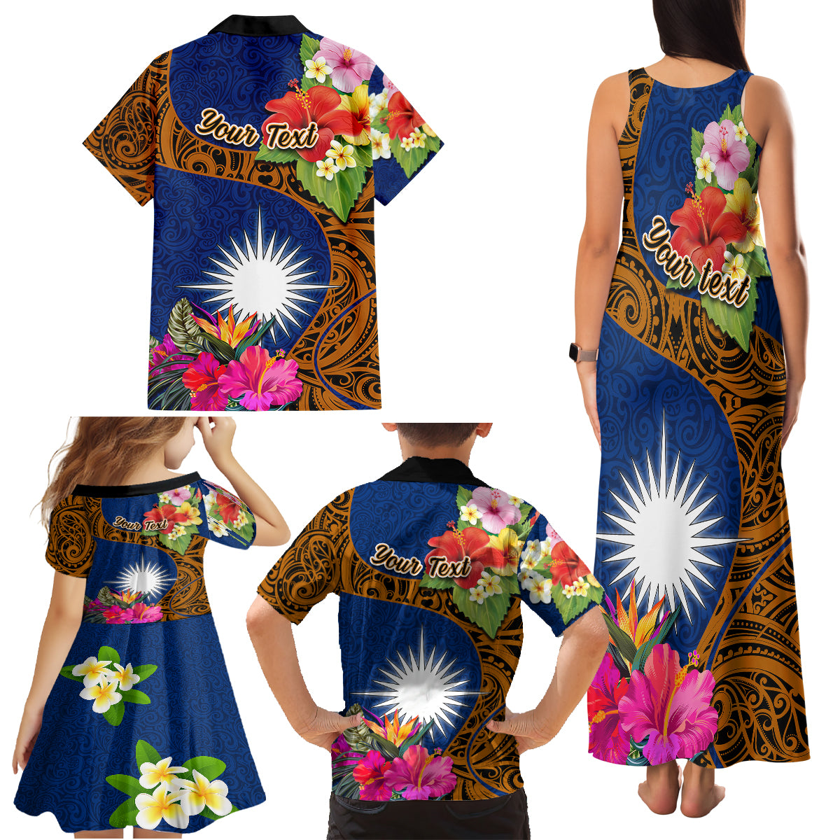 personalised-marshall-islands-manit-day-family-matching-tank-maxi-dress-and-hawaiian-shirt-marshall-seal-mix-hibiscus-flower-maori-pattern-style