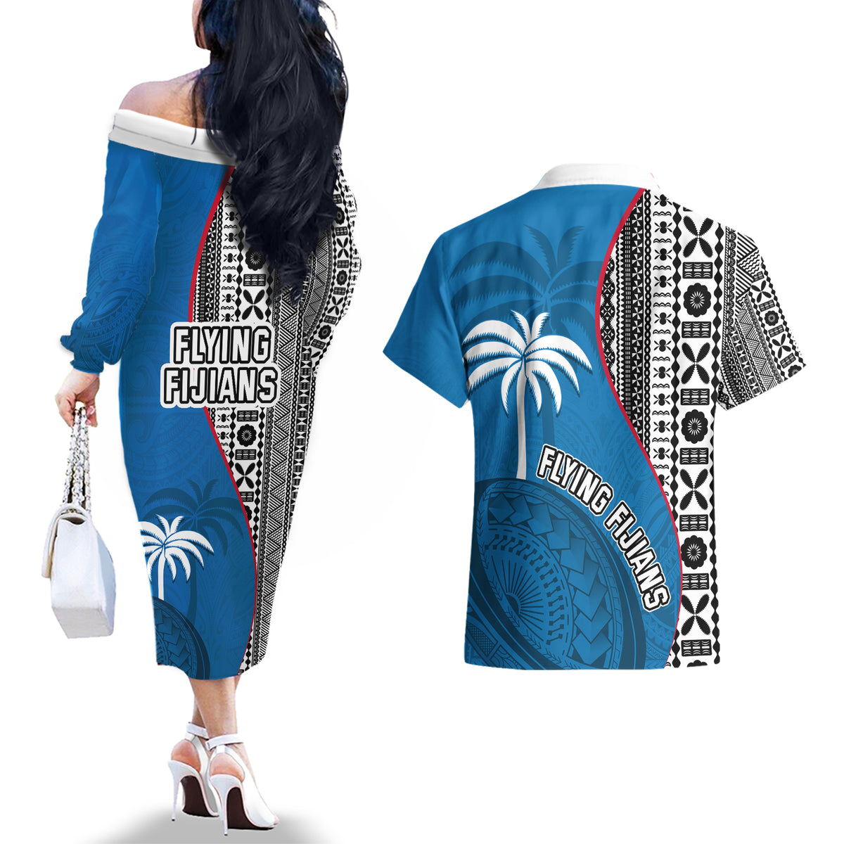 fiji-rugby-couples-matching-off-the-shoulder-long-sleeve-dress-and-hawaiian-shirt-coat-of-arms-palm-tree-mix-polynesia-tapa-pattern