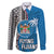 Fiji Rugby Family Matching Puletasi Dress and Hawaiian Shirt Coat of Arms Palm Tree Mix Polynesia Tapa Pattern LT03 Dad's Shirt - Long Sleeve Blue - Polynesian Pride