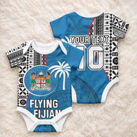 Custom Fiji Rugby Baby Onesie Coat of Arms Palm Tree Mix Polynesia Tapa Pattern LT03 - Polynesian Pride