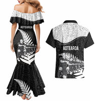 New Zealand World Cup 2023 Couples Matching Mermaid Dress and Hawaiian Shirt Aotearoa Haka Rugby with Silver Fern Maori Ethnic Pattern LT03 - Polynesian Pride