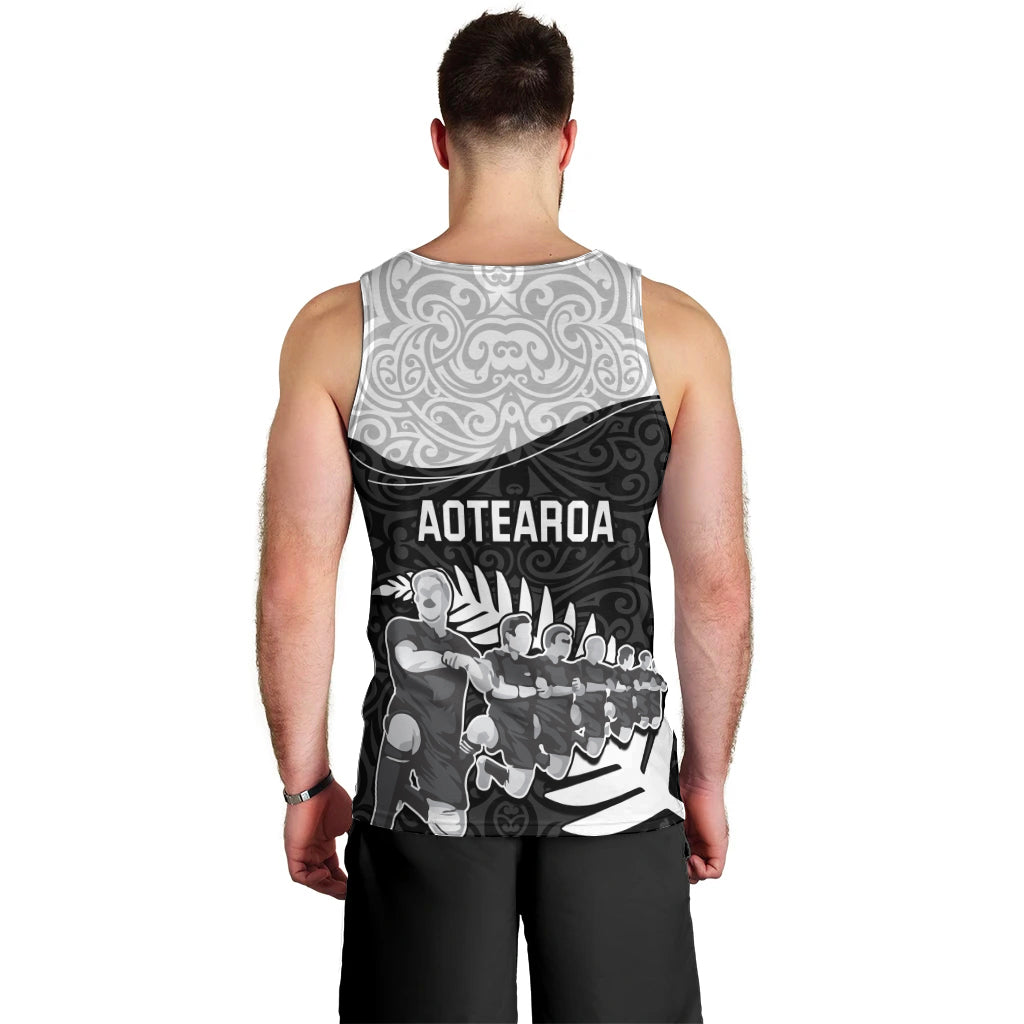 New Zealand World Cup 2023 Men Tank Top Aotearoa Haka Rugby with Silver Fern Maori Ethnic Pattern LT03 - Polynesian Pride