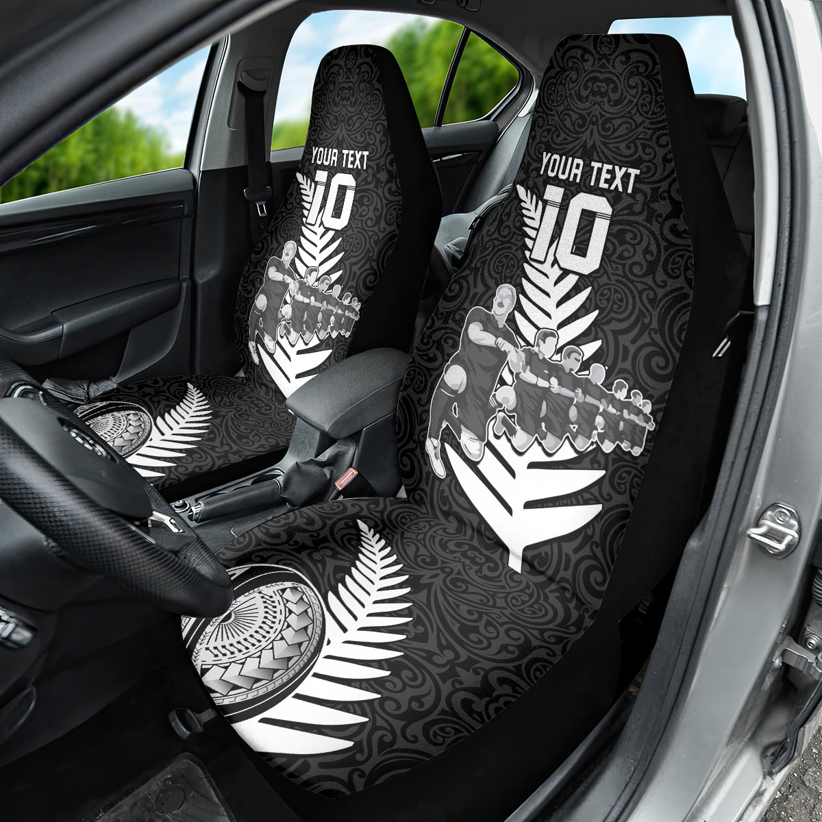 Custom New Zealand World Cup 2023 Car Seat Cover Aotearoa Haka Rugby with Silver Fern Maori Ethnic Pattern LT03 - Polynesian Pride