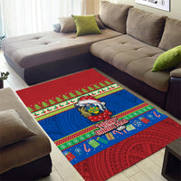 Solomon Islands Christmas Area Rug Santa With Flag Of Solomon Polynesian Tribal Xmas Vibe LT03 - Polynesian Pride